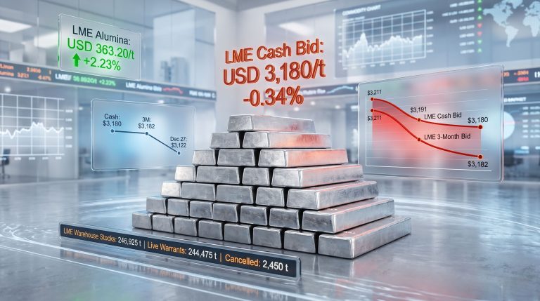 LME Aluminium Cash Price Falls to $3,180/t in 2026