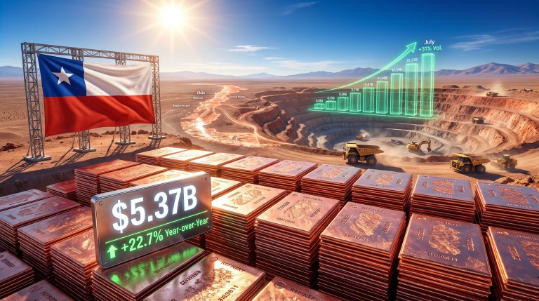 Chile Copper Export Revenue Surges 22.7% in July 2026