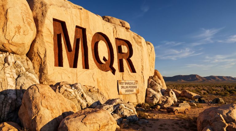 Marquee Resources Ltd-MQR-MQR carved into desert rock formation