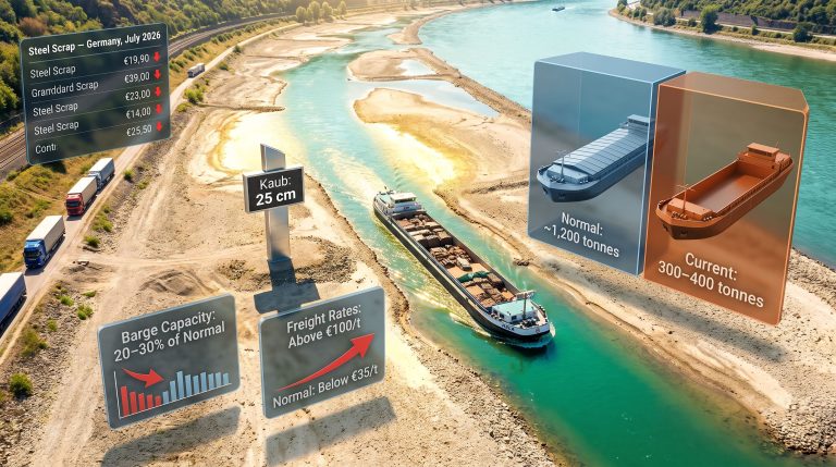 Rhine Low Water Disrupts European Scrap Transport