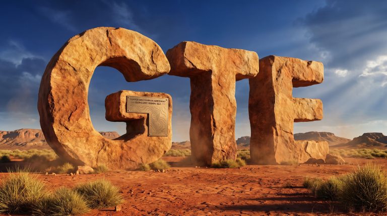 Great Western Exploration Ltd-GTE-GTE stone letters in desert landscape