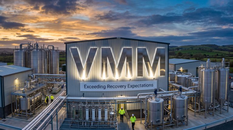 Viridis Mining and Minerals Ltd-VMM-VMM industrial recovery facility at sunset