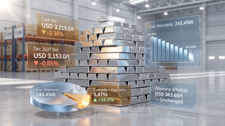 LME Aluminium Cash Bid Falls as Live Warrants Decline
