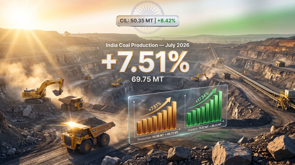 India Coal Production Grows 7.51% in July 2026