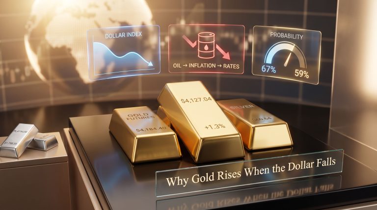 Gold Rises on Softer Dollar & Lower Oil Prices