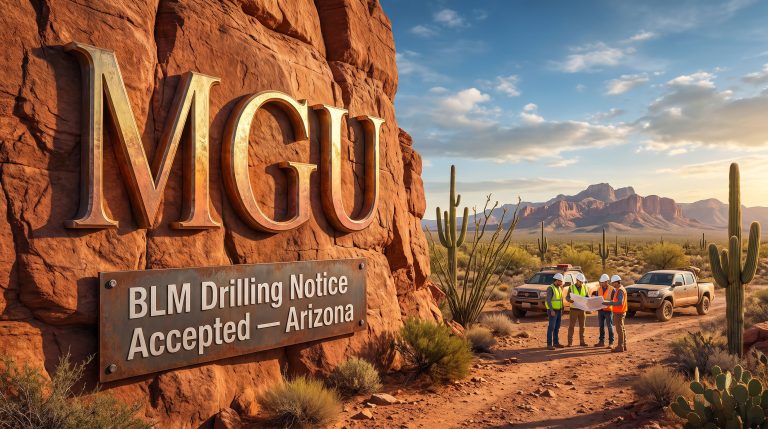Magnum Mining and Exploration Ltd-MGU-MGU Arizona BLM drilling notice scene