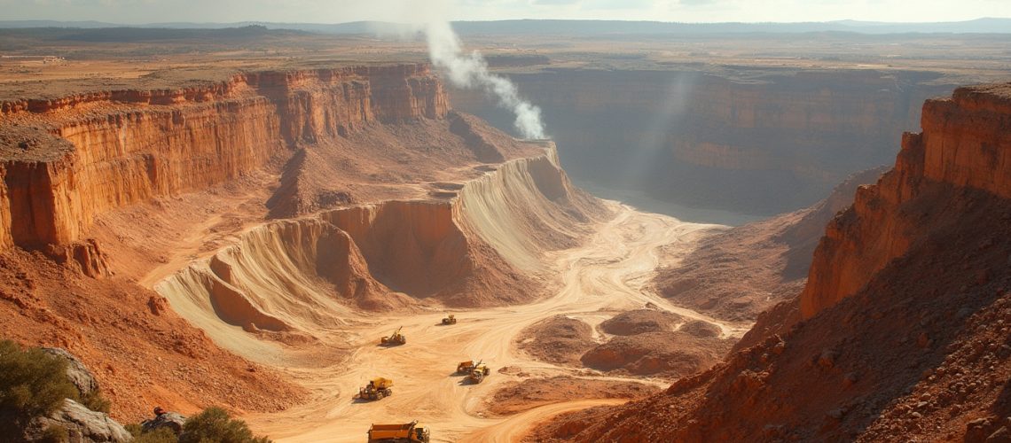 Mining site expansion progresses, machinery visible.