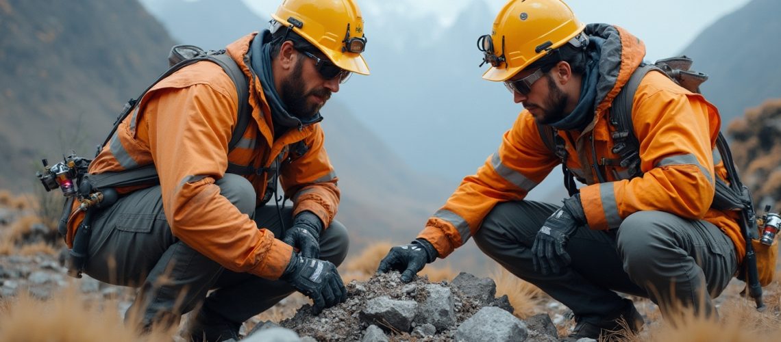 Geologists examining Mankayan copper-gold site.