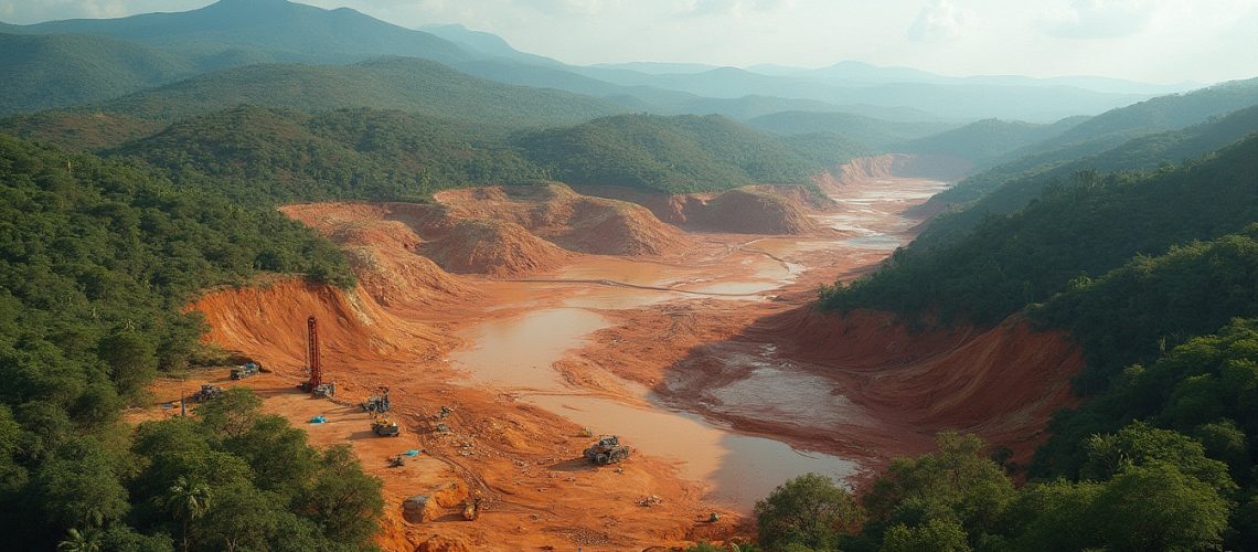 Aerial view of Brazilian mining expansion.