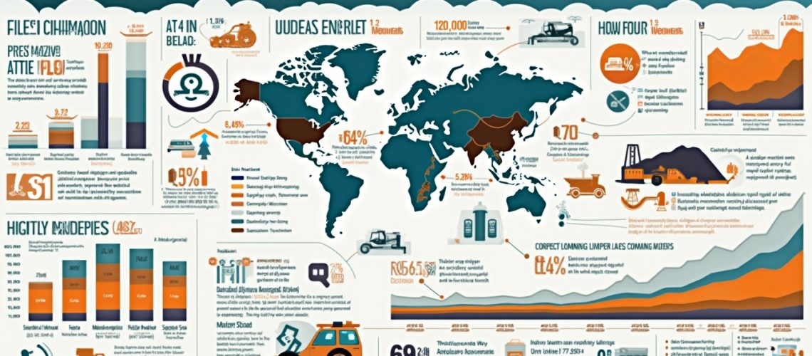 Infographic on global copper and lithium mining trends with charts, graphs, and a world map.