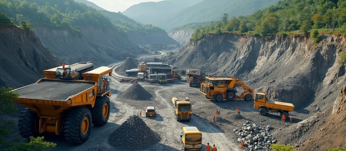 Mining trucks at Epanko site.