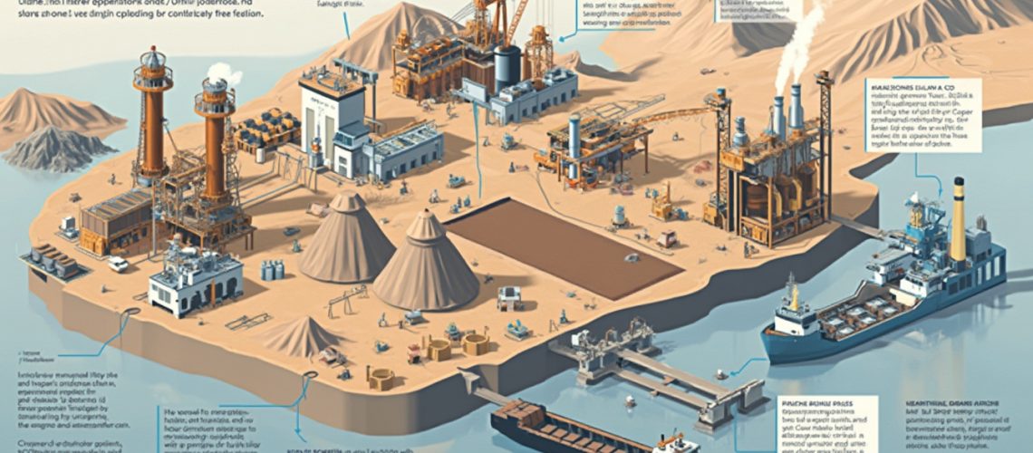 Mining facility illustrating copper export operations.