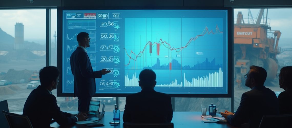 Business meeting analyzing lithium market trends.