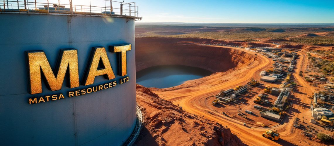 Matsa Resources Ltd-MAT-MATSA Resources Ltd tank overlooking a mining site with equipment and an open pit under a clear sky.