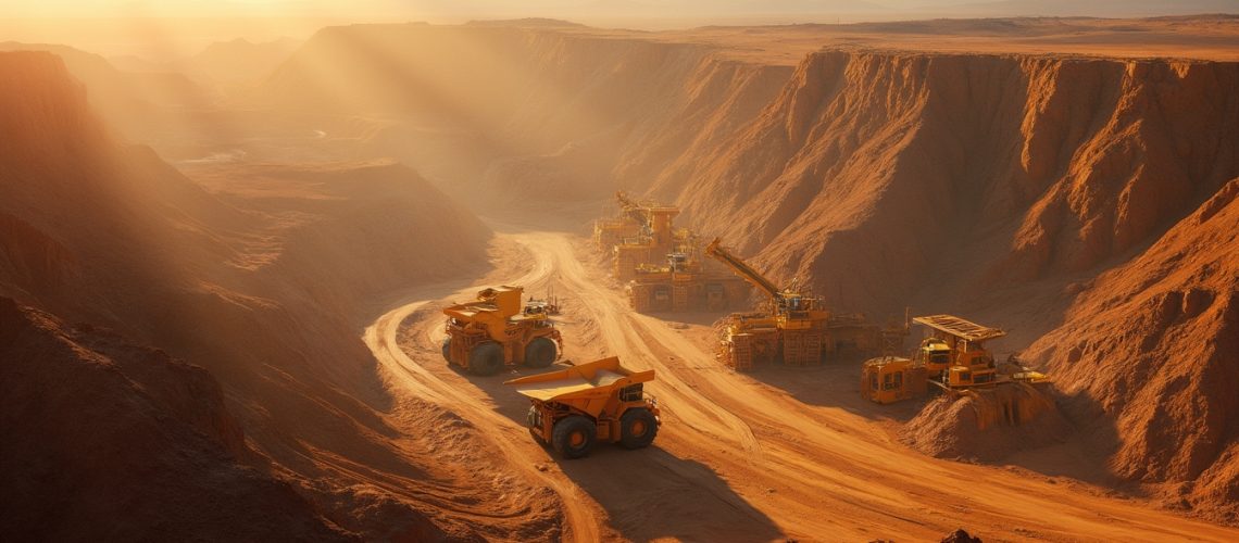 Mining trucks in Newmont Tier 1 reserves.