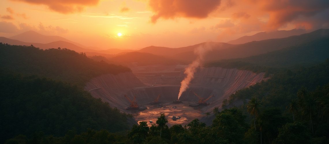 Cobre Panama mine at sunset.