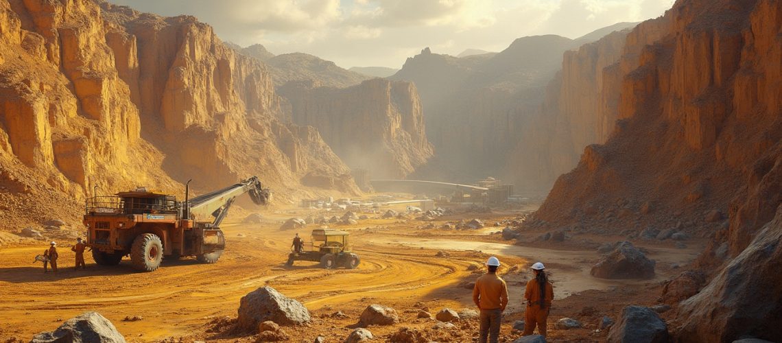 Mining operations in a rugged landscape.