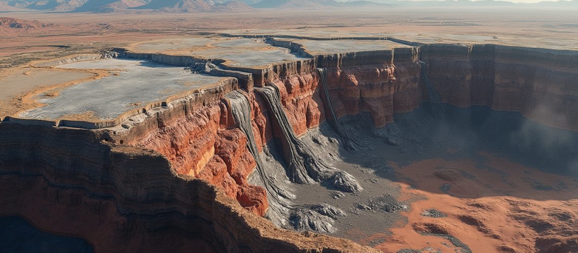 Aerial view of geological formations.